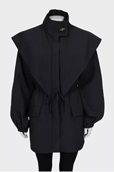 Black cloak with a high collar