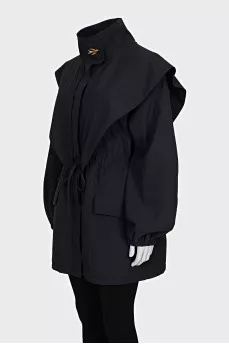 Black cloak with a high collar