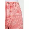 Pink jeans with a signature print