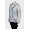 Light blue leather jacket with a zipper