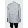 Light blue leather jacket with a zipper
