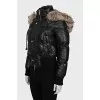 Leather down jacket with a removable hood