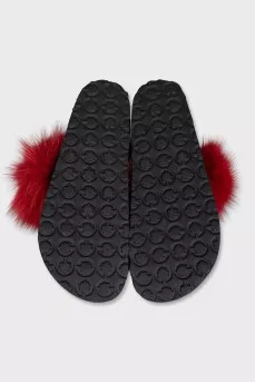 Flip-flops with red fur