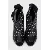 Leather ankle boots with print