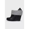 Leather ankle boots with a textile element