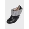 Leather ankle boots with a textile element