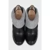 Leather ankle boots with a textile element