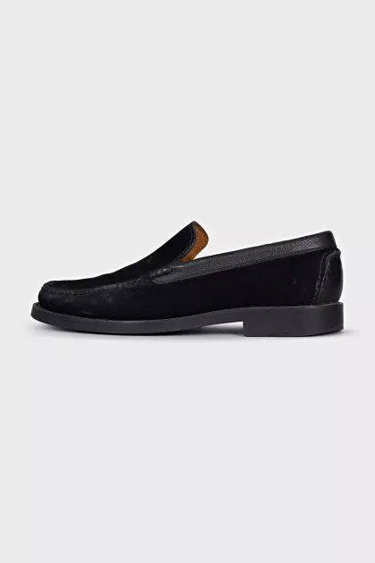 Men's black suede loafers