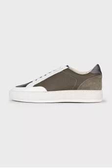 Men's green lace-up sneakers