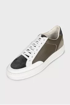 Men's green lace-up sneakers