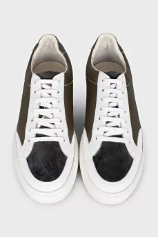Men's green lace-up sneakers