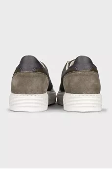Men's green lace-up sneakers