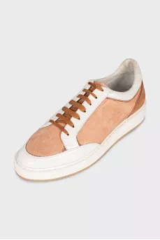 Men's brown leather sneakers