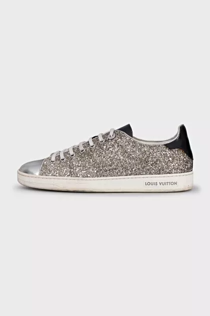 Silver leather sneakers