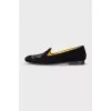 Suede ballet flats with embroidered logo