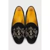 Suede ballet flats with embroidered logo