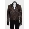 Leather jacket with buttons