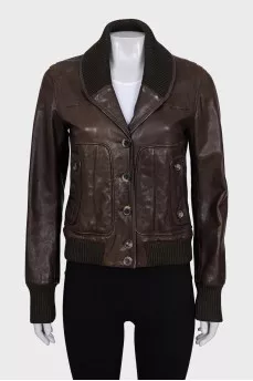 Leather jacket with buttons