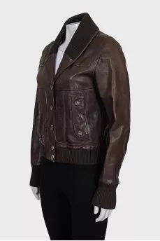 Leather jacket with buttons
