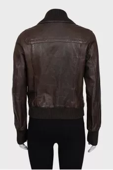 Leather jacket with buttons
