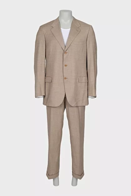 Men's beige wool suit