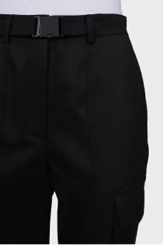 Black tapered wool trousers