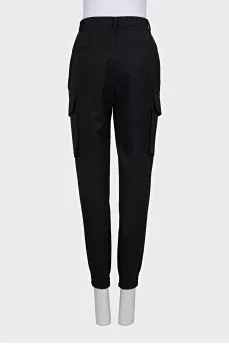 Black tapered wool trousers