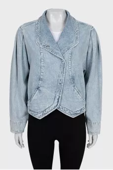 Denim jacket with turn-down collar
