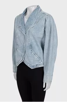 Denim jacket with turn-down collar