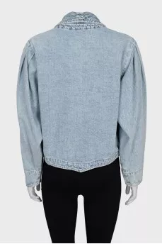 Denim jacket with turn-down collar