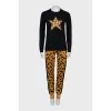 Animal print jumper and trousers suit