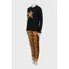 Animal print jumper and trousers suit