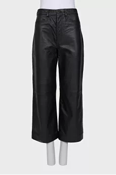 Leather straight pants