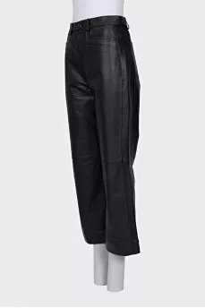 Leather straight pants