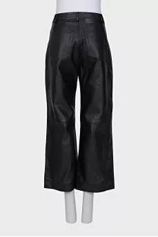 Leather straight pants