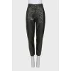 Leather tapered trousers