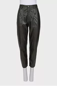 Leather tapered trousers