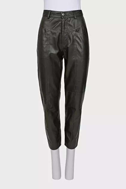 Leather tapered trousers