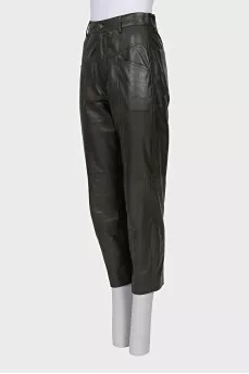 Leather tapered trousers