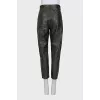 Leather tapered trousers