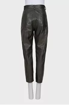 Leather tapered trousers