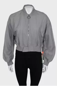 Bomber jacket with branded logo and tag