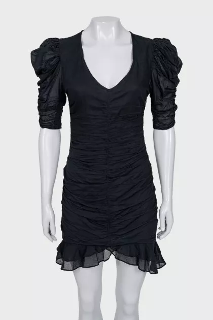 Black fitted dress with draping