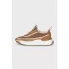 Leather and suede lace-up sneakers