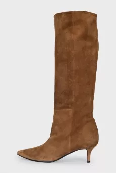Suede kitten heel boots