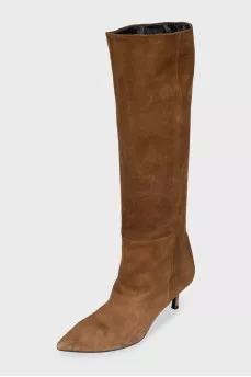 Suede kitten heel boots