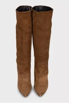 Suede kitten heel boots