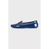 Blue patent leather moccasins