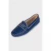 Blue patent leather moccasins