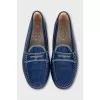 Blue patent leather moccasins
